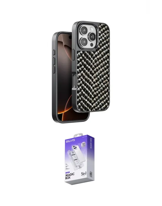 ieg™ iPhone 16 Pro Max Kılıf Vadi Özel Seri - Siyah Bilvis 5in1 3D Magic Cam Ekran Koruyucu