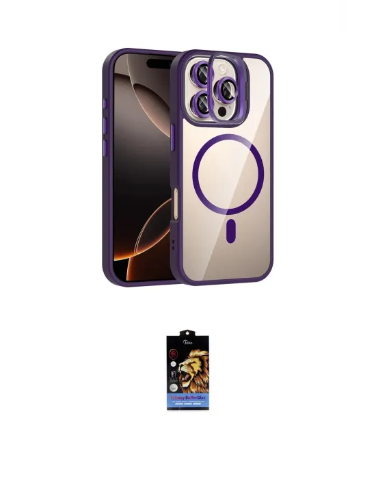 ieg™ iPhone 16 Pro Max Kılıf Yadigar Asil Koleksiyonu - Siyah Buffer Hayalet Cam Ekran Koruyucu