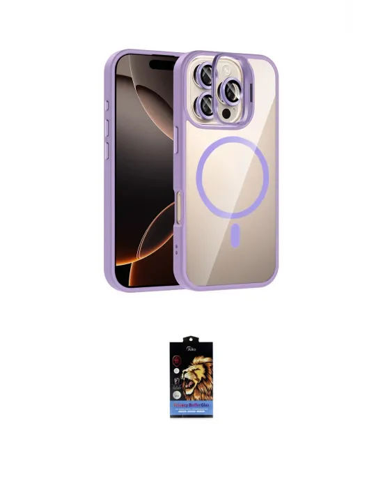 ieg™ iPhone 16 Pro Max Kılıf Yadigar Asil Koleksiyonu - Siyah Buffer Hayalet Cam Ekran Koruyucu