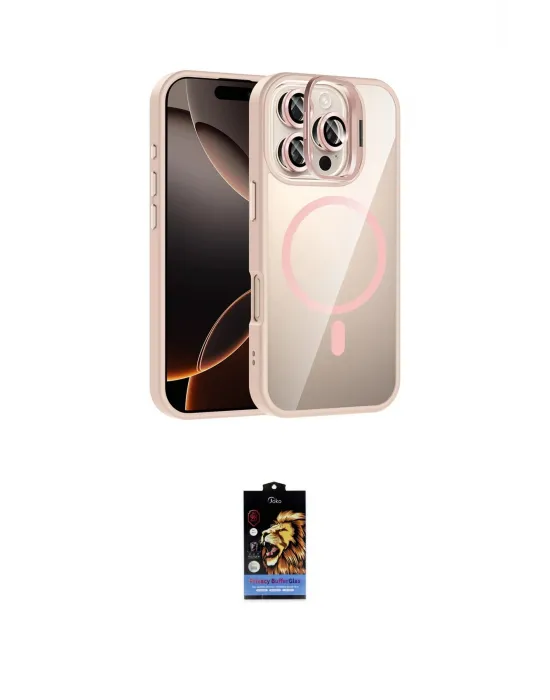 ieg™ iPhone 16 Pro Max Kılıf Yadigar Asil Koleksiyonu - Siyah Buffer Hayalet Cam Ekran Koruyucu