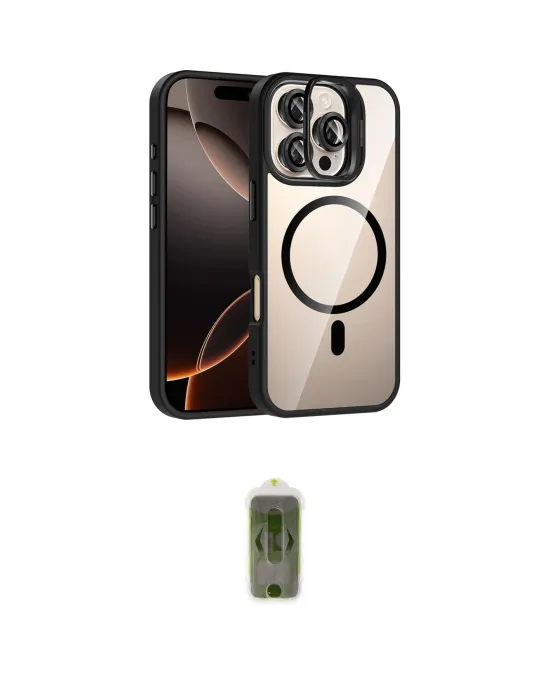 ieg™ iPhone 16 Pro Max Kılıf Yadigar Asil Koleksiyonu - Siyah Joko Magic 5D Hayalet Cam