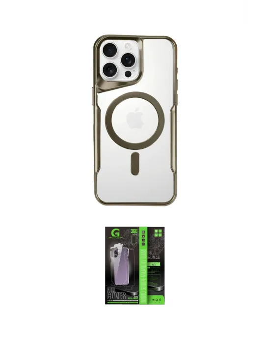 ieg™ iPhone 16 Pro Max Kılıf Yadigar Klasik Özel Seri - Şeffaf 360 Full Body Arka Koruyucu