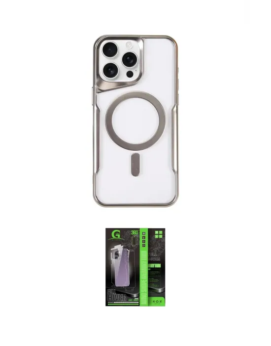 ieg™ iPhone 16 Pro Max Kılıf Yadigar Klasik Özel Seri - Şeffaf 360 Full Body Arka Koruyucu