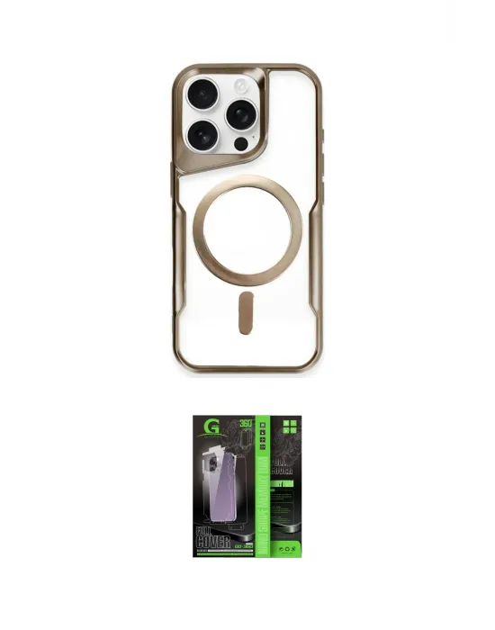 ieg™ iPhone 16 Pro Max Kılıf Yadigar Klasik Özel Seri - Şeffaf 360 Full Body Arka Koruyucu