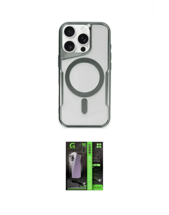 ieg™ iPhone 16 Pro Max Kılıf Yadigar Klasik Özel Seri - Şeffaf 360 Full Body Arka Koruyucu