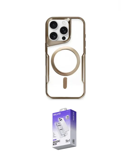 ieg™ iPhone 16 Pro Max Kılıf Yadigar Klasik Özel Seri - Siyah Bilvis 5in1 3D Magic Cam Ekran Koruyucu