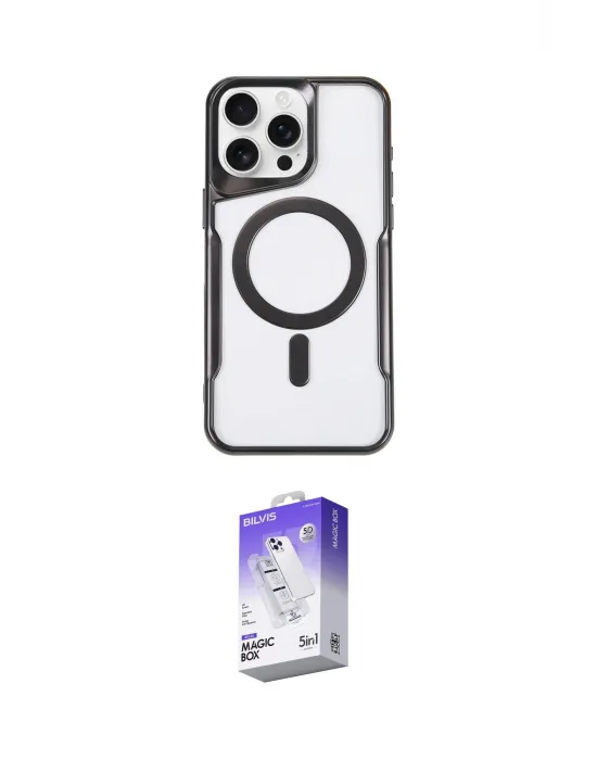 ieg™ iPhone 16 Pro Max Kılıf Yadigar Klasik Özel Seri - Siyah Bilvis 5in1 3D Magic Cam Ekran Koruyucu