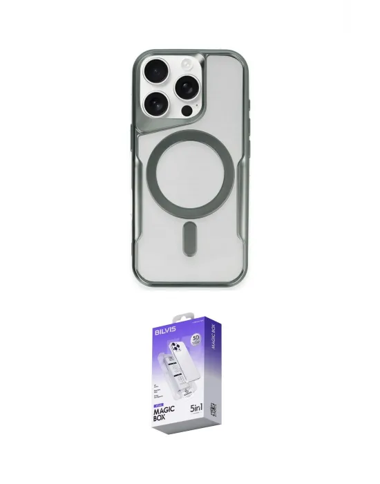 ieg™ iPhone 16 Pro Max Kılıf Yadigar Klasik Özel Seri - Siyah Bilvis 5in1 3D Magic Cam Ekran Koruyucu