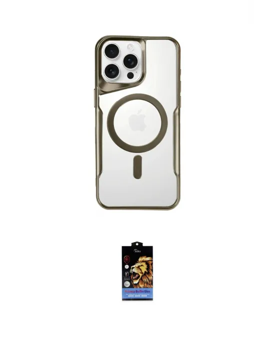 ieg™ iPhone 16 Pro Max Kılıf Yadigar Klasik Özel Seri - Siyah Buffer Hayalet Cam Ekran Koruyucu