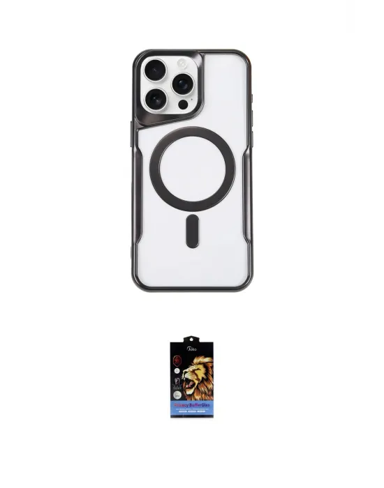 ieg™ iPhone 16 Pro Max Kılıf Yadigar Klasik Özel Seri - Siyah Buffer Hayalet Cam Ekran Koruyucu