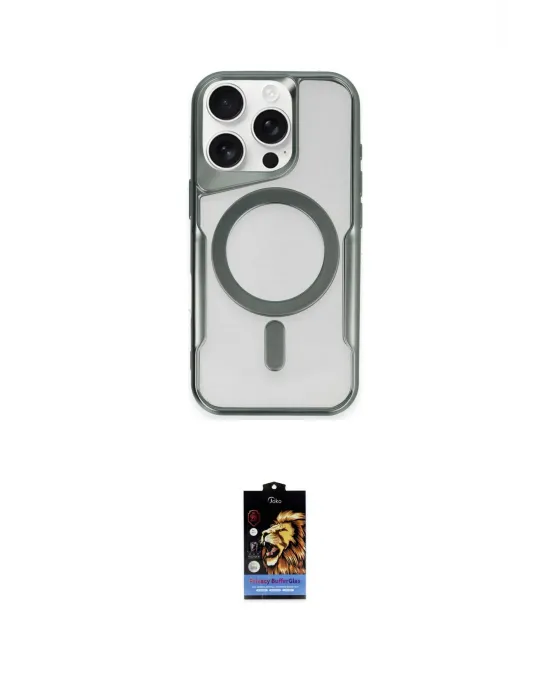 ieg™ iPhone 16 Pro Max Kılıf Yadigar Klasik Özel Seri - Siyah Buffer Hayalet Cam Ekran Koruyucu