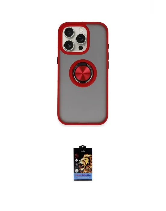ieg™ iPhone 16 Pro Max Kılıf Yörünge Çizgi - Siyah Buffer Hayalet Cam Ekran Koruyucu