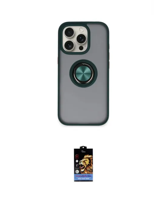 ieg™ iPhone 16 Pro Max Kılıf Yörünge Çizgi - Siyah Buffer Hayalet Cam Ekran Koruyucu
