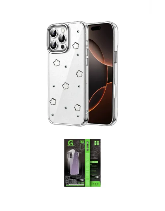 ieg™ iPhone 16 Pro Max Kılıf Yörünge Form - Şeffaf 360 Full Body Arka Koruyucu