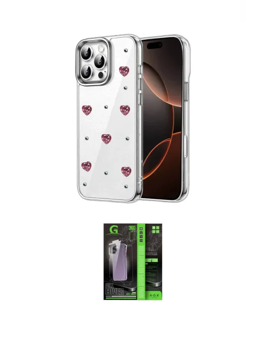 ieg™ iPhone 16 Pro Max Kılıf Yörünge Form - Şeffaf 360 Full Body Arka Koruyucu