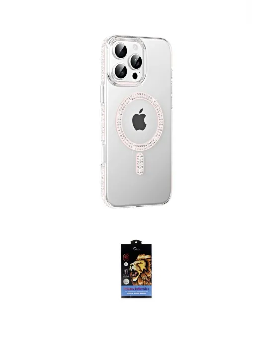 ieg™ iPhone 16 Pro Max Kılıf Yörünge Koleksiyonu - Siyah Buffer Hayalet Cam Ekran Koruyucu