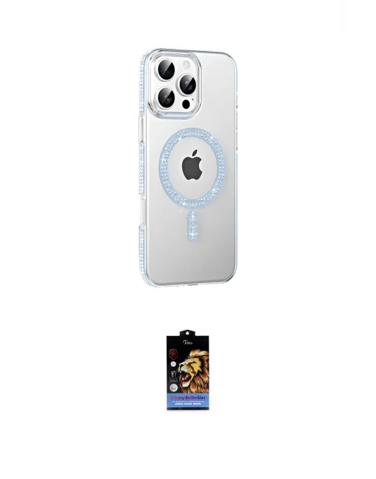 ieg™ iPhone 16 Pro Max Kılıf Yörünge Koleksiyonu - Siyah Buffer Hayalet Cam Ekran Koruyucu