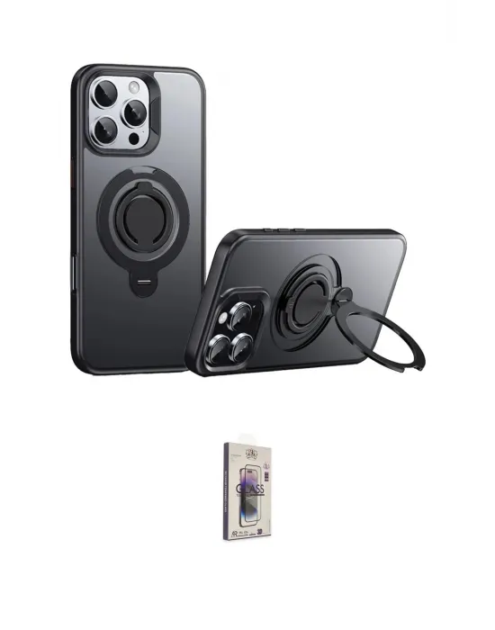 ieg™ iPhone 16 Pro Max Kılıf Zirve Çizgi Prime - Siyah Bilvis 3D Cam Ekran Koruyucu
