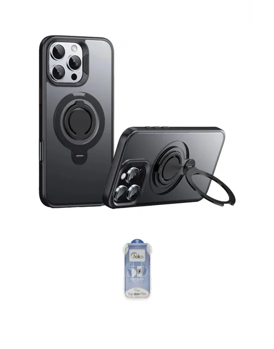 ieg™ iPhone 16 Pro Max Kılıf Zirve Çizgi Prime - Siyah Joko Magic 5D Cam
