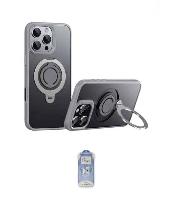 ieg™ iPhone 16 Pro Max Kılıf Zirve Çizgi Prime - Siyah Joko Magic 5D Cam