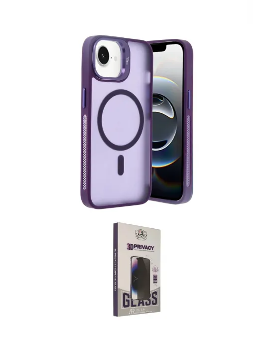 ieg™ iPhone 16E Kılıf Akış Form - Siyah Bilvis Hayalet Cam Ekran Koruyucu