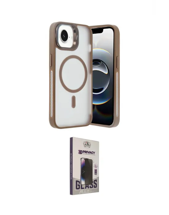 ieg™ iPhone 16E Kılıf Akış Form - Siyah Bilvis Hayalet Cam Ekran Koruyucu