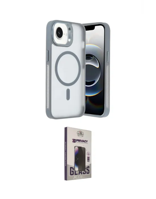 ieg™ iPhone 16E Kılıf Akış Form - Siyah Bilvis Hayalet Cam Ekran Koruyucu