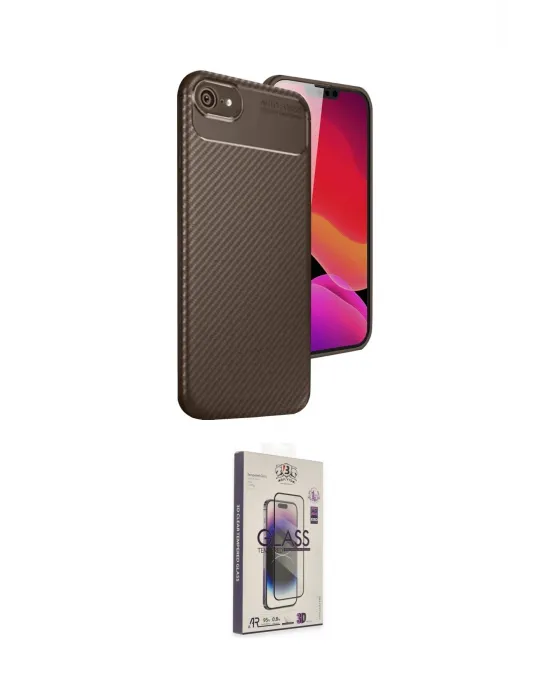 ieg™ iPhone 16E Kılıf Eksen Form Prime - Siyah Bilvis 3D Cam Ekran Koruyucu