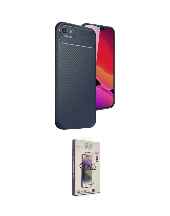 ieg™ iPhone 16E Kılıf Eksen Form Prime - Siyah Bilvis 3D Cam Ekran Koruyucu