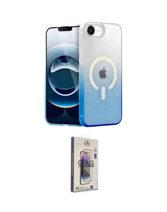 ieg™ iPhone 16E Kılıf Eksen Minimal Özel Seri - Siyah Bilvis 3D Cam Ekran Koruyucu
