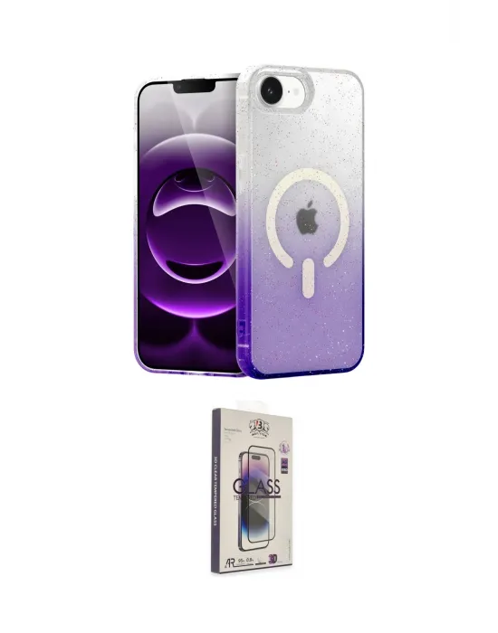 ieg™ iPhone 16E Kılıf Eksen Minimal Özel Seri - Siyah Bilvis 3D Cam Ekran Koruyucu