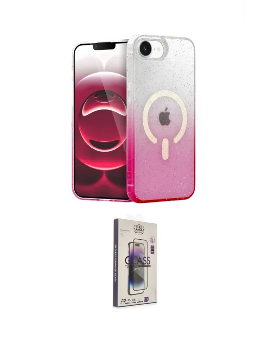 ieg™ iPhone 16E Kılıf Eksen Minimal Özel Seri - Siyah Bilvis 3D Cam Ekran Koruyucu