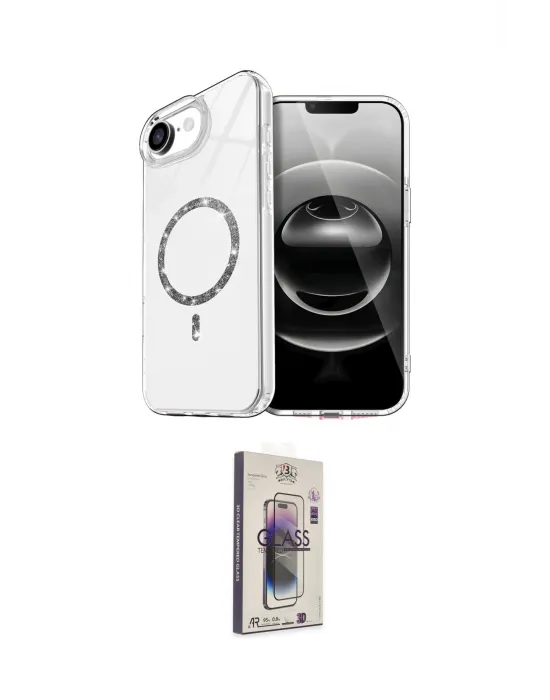 ieg™ iPhone 16E Kılıf Kıvılcım Form Prime - Siyah Bilvis 3D Cam Ekran Koruyucu