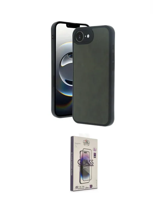 ieg™ iPhone 16E Kılıf Kıvılcım Işık Serisi - Siyah Bilvis 3D Cam Ekran Koruyucu