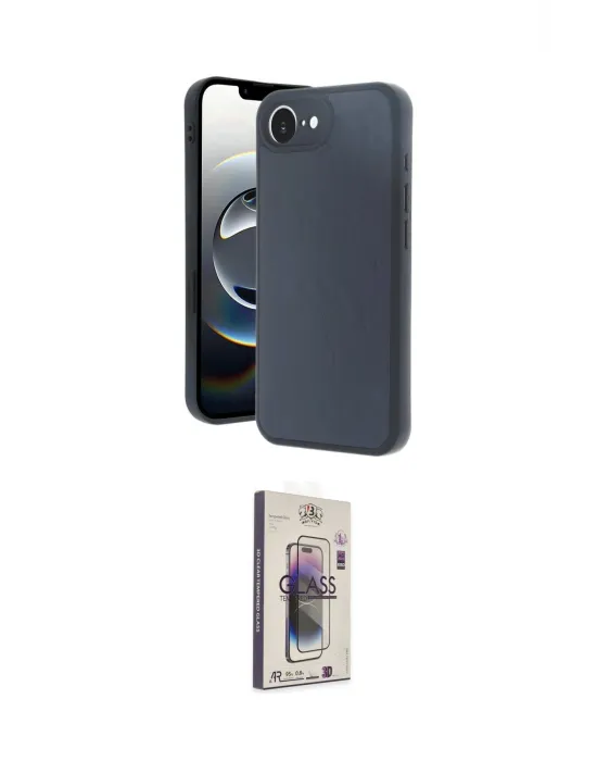 ieg™ iPhone 16E Kılıf Kıvılcım Işık Serisi - Siyah Bilvis 3D Cam Ekran Koruyucu