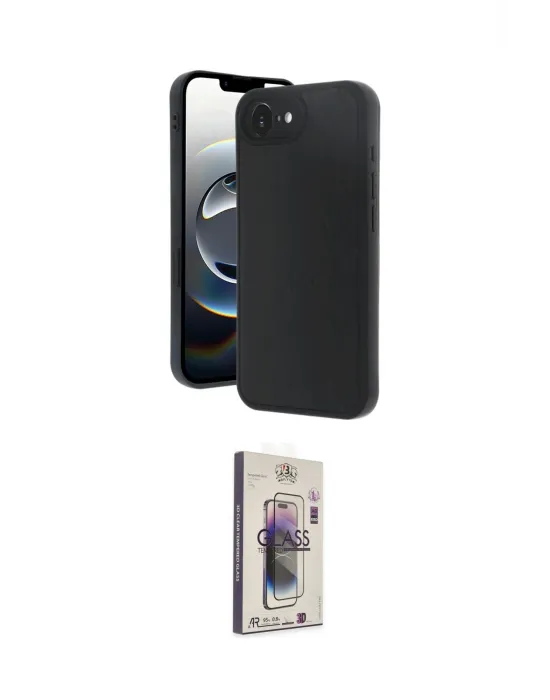 ieg™ iPhone 16E Kılıf Kıvılcım Işık Serisi - Siyah Bilvis 3D Cam Ekran Koruyucu