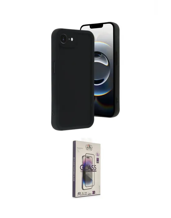 ieg™ iPhone 16E Kılıf Yankı Yansıma Özel Seri - Siyah Bilvis 3D Cam Ekran Koruyucu