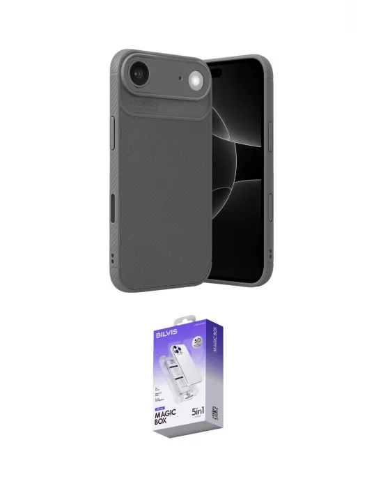 ieg™ iPhone 17 Air Kılıf Eksen Form Prime - Siyah Bilvis 5in1 3D Magic Cam Ekran Koruyucu