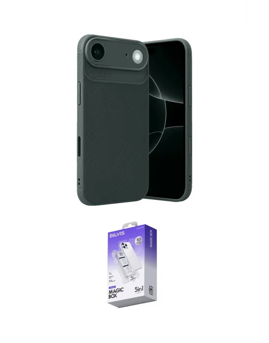 ieg™ iPhone 17 Air Kılıf Eksen Form Prime - Siyah Bilvis 5in1 3D Magic Cam Ekran Koruyucu