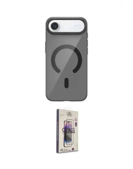 ieg™ iPhone 17 Air Kılıf Pusula Form Özel Seri - Siyah Bilvis 3D Cam Ekran Koruyucu