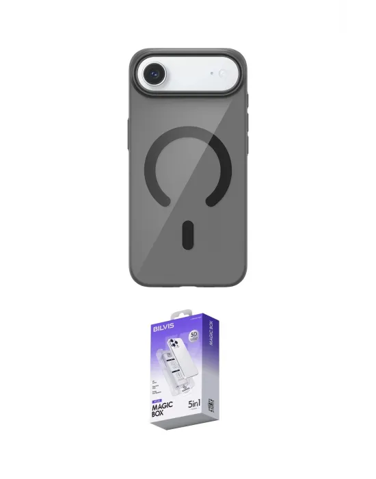 ieg™ iPhone 17 Air Kılıf Pusula Form Özel Seri - Siyah Bilvis 5in1 3D Magic Cam Ekran Koruyucu