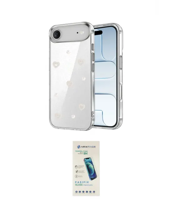 ieg™ iPhone 17 Air Kılıf Yörünge Form - Şeffaf Pasifik Cam Ekran Koruyucu