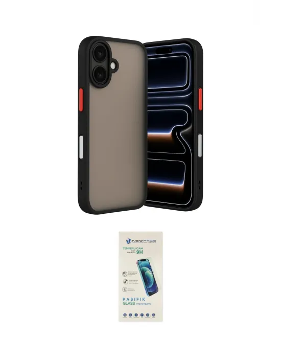 ieg™ iPhone 17 Kılıf Ahenk Çizgi Serisi - Şeffaf Pasifik Cam Ekran Koruyucu