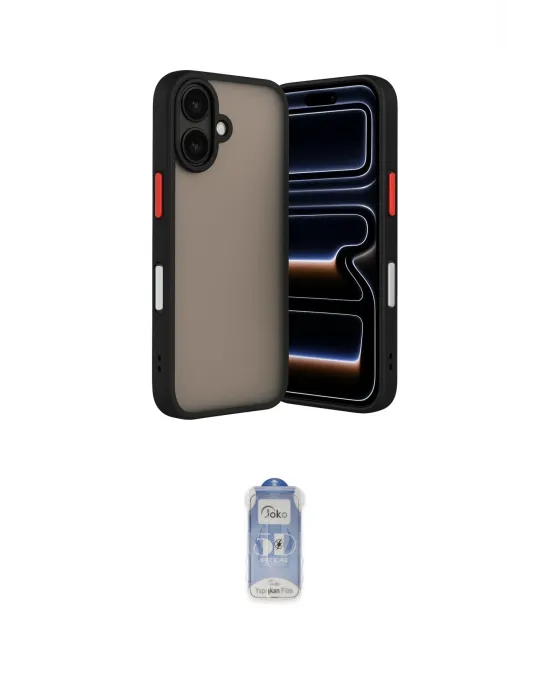 ieg™ iPhone 17 Kılıf Ahenk Çizgi Serisi - Siyah Joko Magic 5D Cam