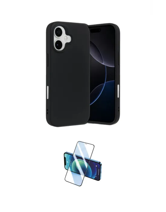 ieg™ iPhone 17 Kılıf Ahenk Serisi - Siyah 3D Antistatik Cam Ekran Koruyucu