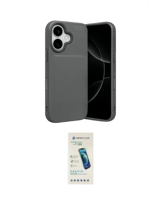 ieg™ iPhone 17 Kılıf Eksen Form Prime - Şeffaf Pasifik Cam Ekran Koruyucu