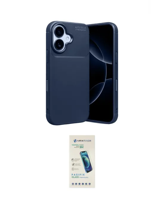 ieg™ iPhone 17 Kılıf Eksen Form Prime - Şeffaf Pasifik Cam Ekran Koruyucu