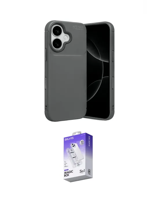 ieg™ iPhone 17 Kılıf Eksen Form Prime - Siyah Bilvis 5in1 3D Magic Cam Ekran Koruyucu