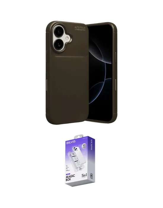 ieg™ iPhone 17 Kılıf Eksen Form Prime - Siyah Bilvis 5in1 3D Magic Cam Ekran Koruyucu