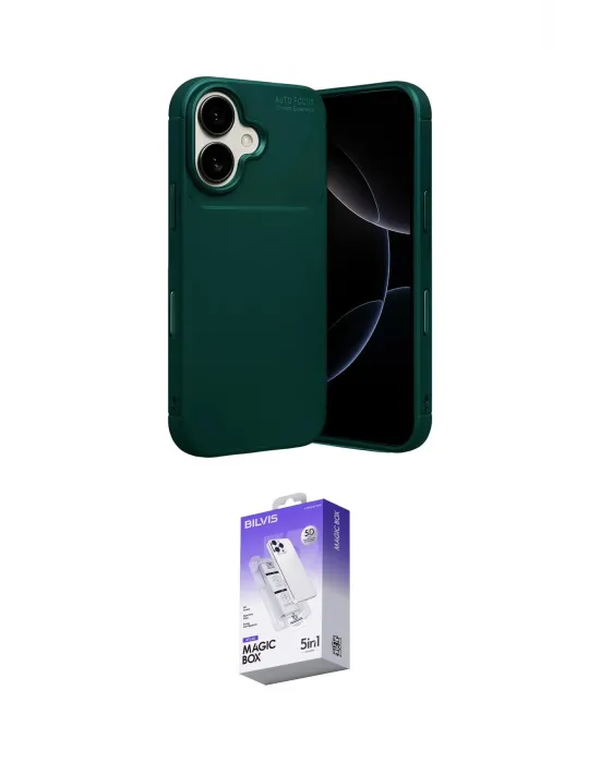 ieg™ iPhone 17 Kılıf Eksen Form Prime - Siyah Bilvis 5in1 3D Magic Cam Ekran Koruyucu